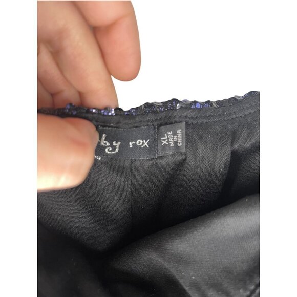 Ruby Rox Blue/black sequin strapless mini dress Juniors XL - Picture 4 of 6